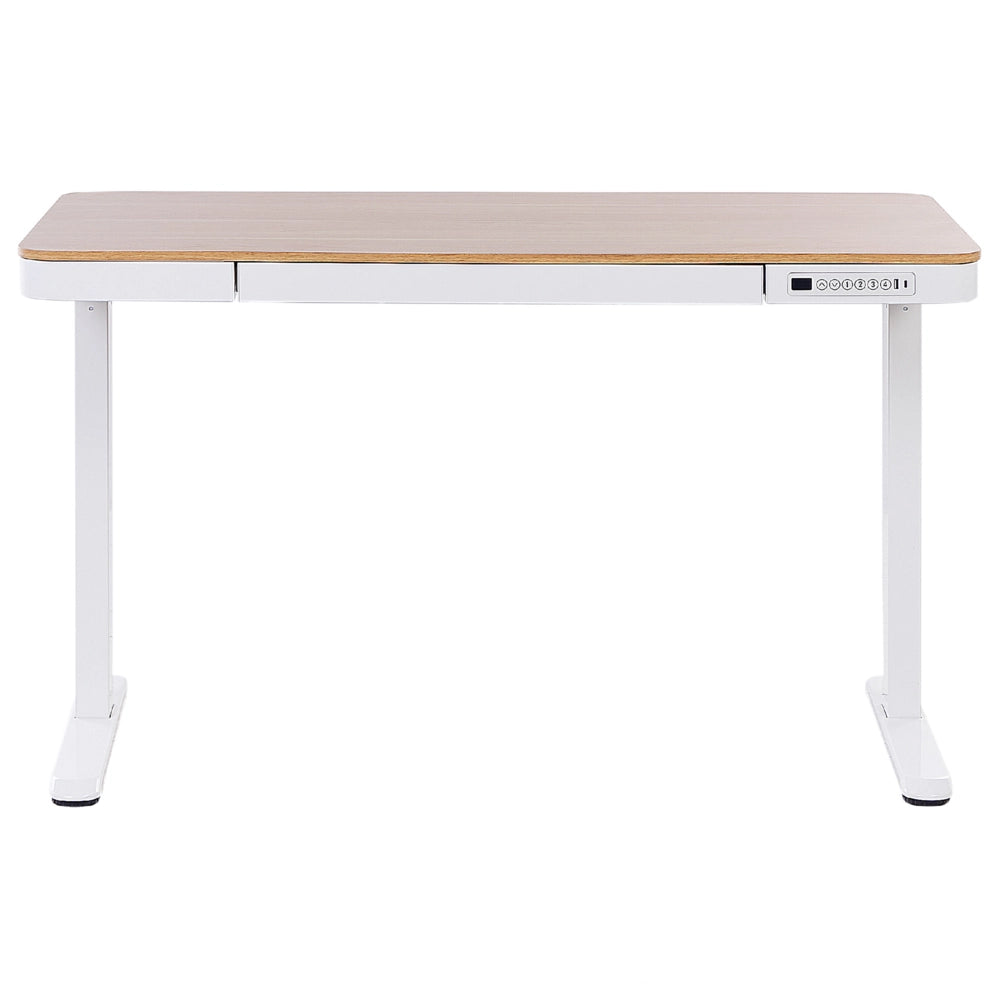 Scrivania elettrica ad altezza regolabile legno chiaro e bianco 120x60 cm ufficio studio lavoro