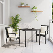 Set da Pranzo da Giardino 3 Pezzi con Cuscini Nero Rattan Poli