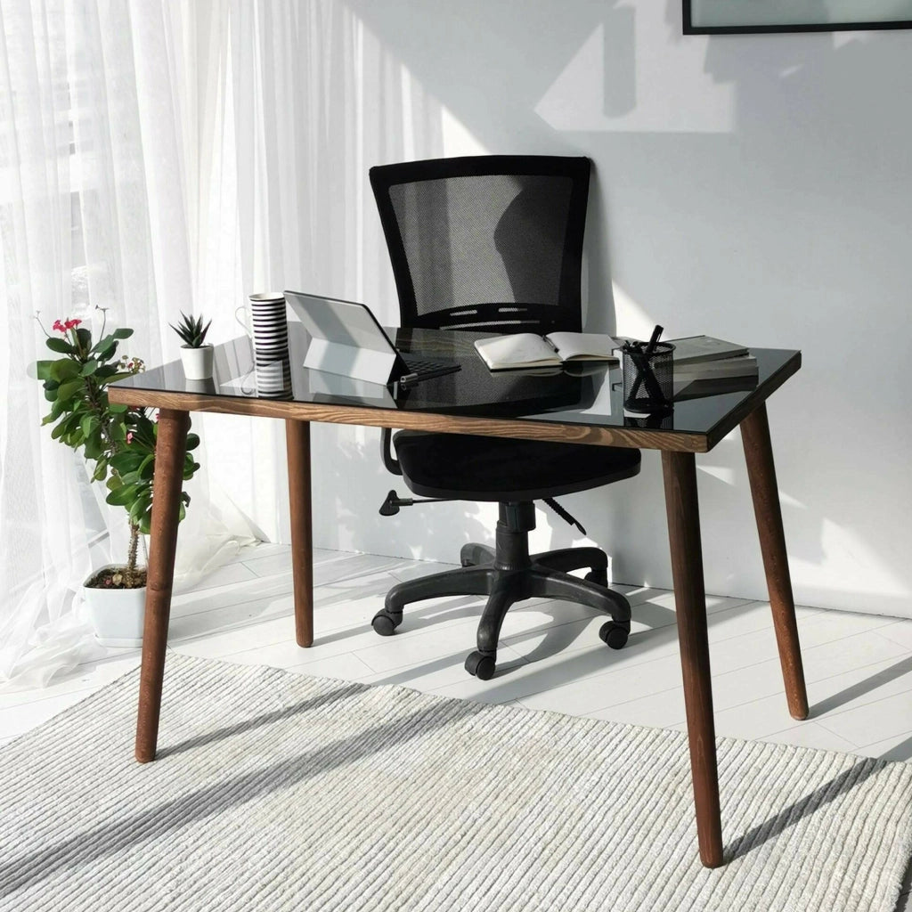 Scrivania Melita, Scrittoio multiuso, Tavolo per ufficio porta PC, Piano di lavoro, 110x60h73 cm, Noce