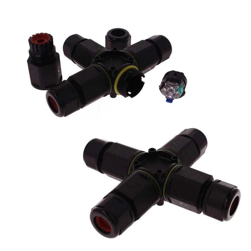 2 Connettori Giunta X IP68 Senza Viti 3 Posti per Cavo Elettrico 6 12mm 122x30mm