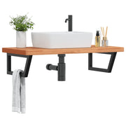 Ripiano a Parete per Lavabo-Mensole a Muro in Acciaio e Massello di Faggio 482604