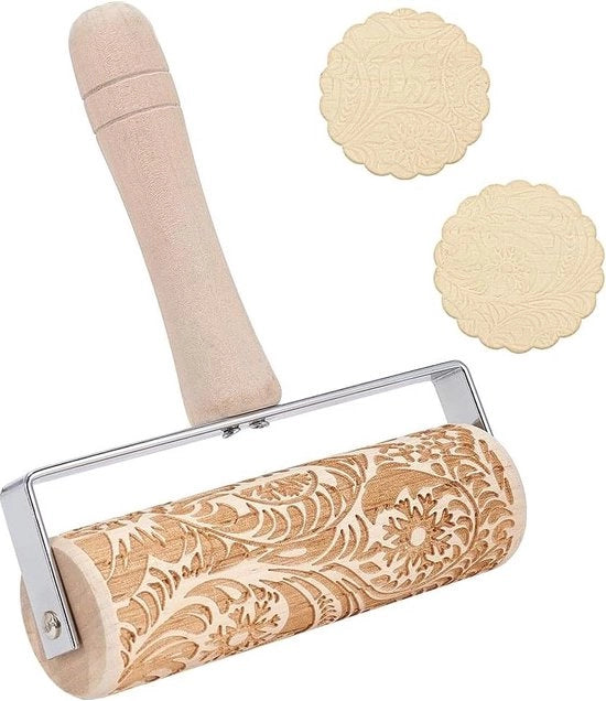 Deegroller con rilievo 3D fiocco di neve e fiori - rotella di pasta per torte - biscotti - accessori da forno - articoli da forno - pasticceria - dolci - fondant - pasta lievitabile