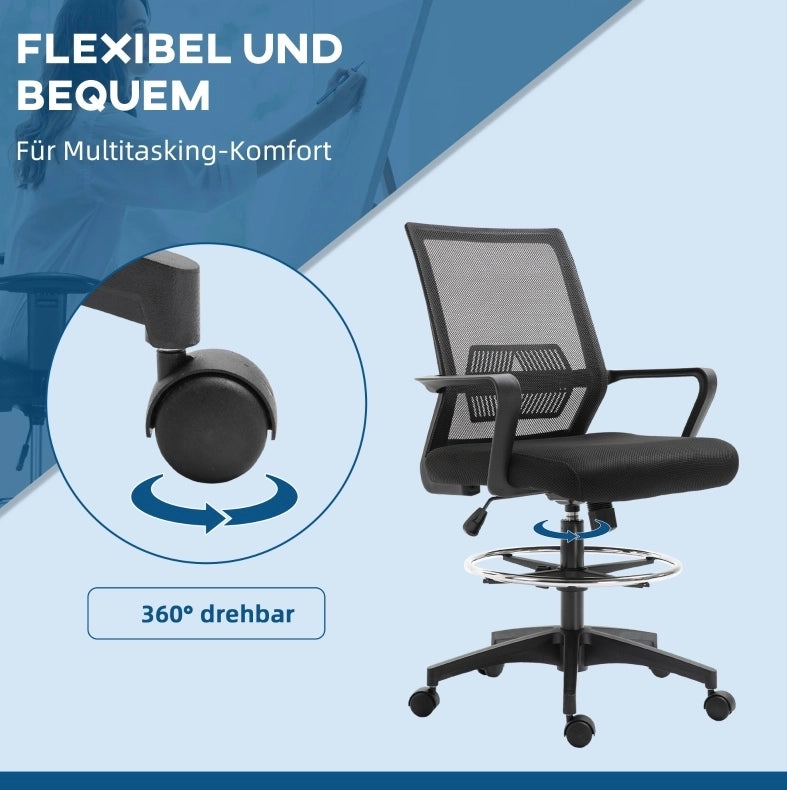 Sedia da ufficio ergonomica con poggiapiedi regolabile
