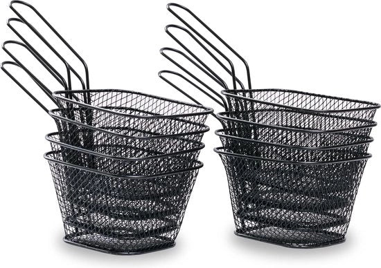 Mini vassoi in acciaio inossidabile per frittura, 2, 4, 8 pezzi, alta qualità, ideali per il servizio, conservazione e presentazione di piatti, colore nero