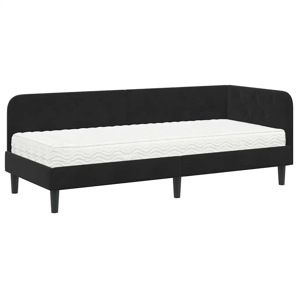 Cornice del letto ad angolo Nero 80 x 200 cm Velluto