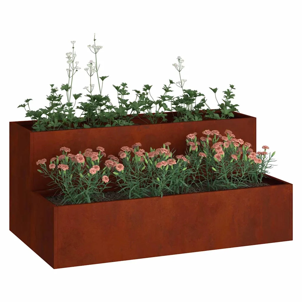 Vaso da giardino-Fioriera Esterno-Contenitore per Piante Ruggine 100 x 60 x 45 cm Acciaio CorTen