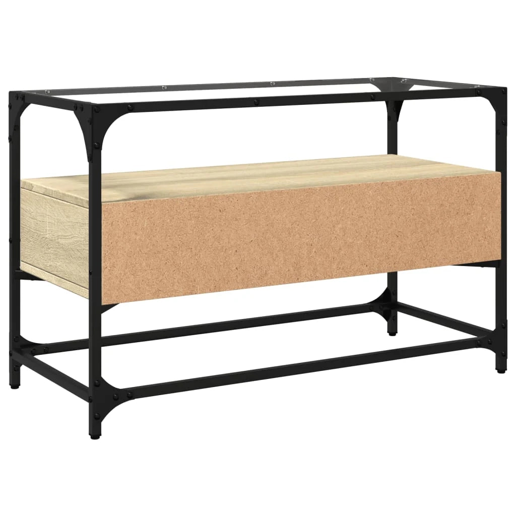 Mobile TV multimediale scaffale TV credenza mobile TV sala da pranzo soggiorno camera da letto con piano in vetro rovere Sonoma legno marrone ingegnerizzato 02_0026421