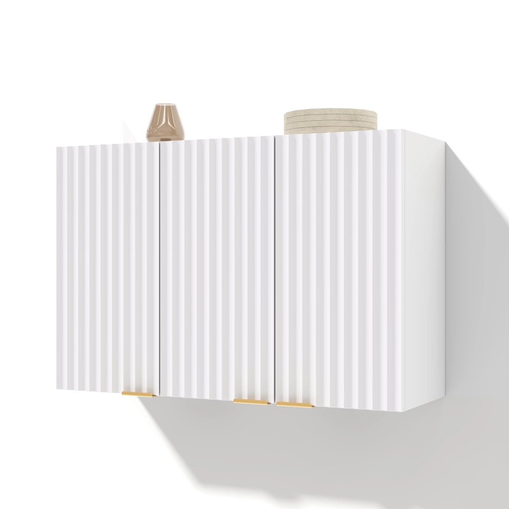 Armadio pensile 90x29x60 cm a 3 ante in MDF bianco