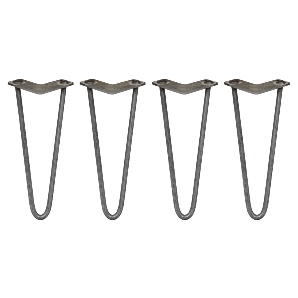 4 Gambe per Tavolo a Forcina SkiSki Legs 30,5cm Acciaio Naturale 2 Rebbi 12mm
