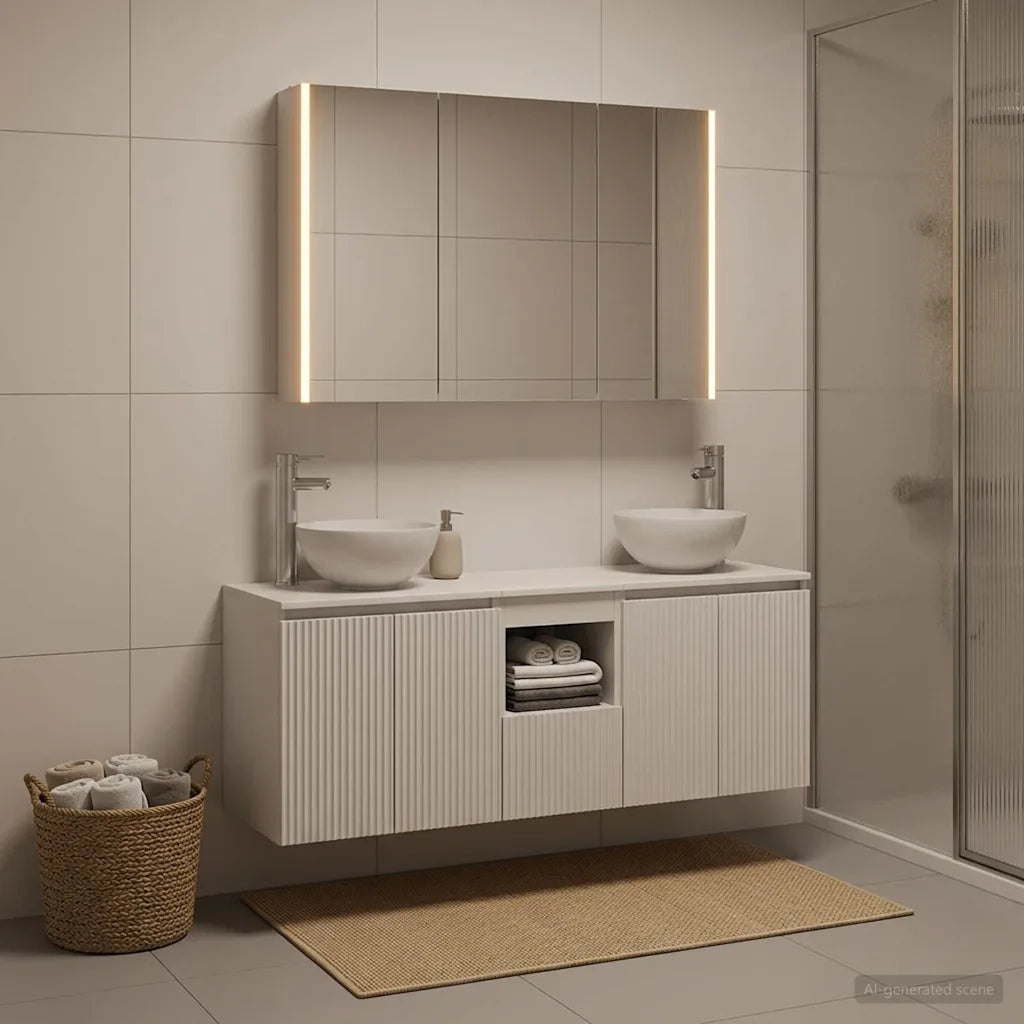 Set di Armadi da Bagno 4 pcs Bianco 103,5 x 15,5 x 70 cm 3406343