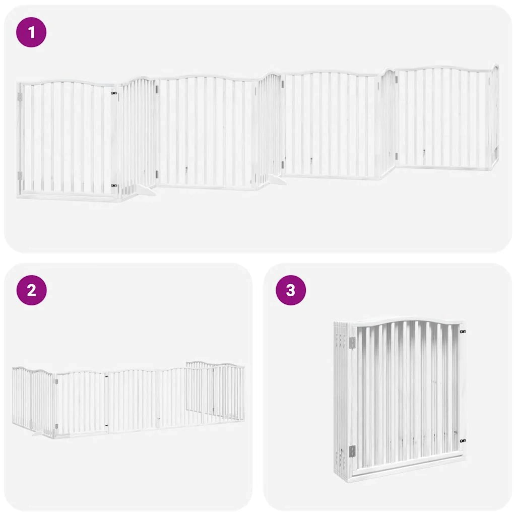 Cancelletto di sicurezza per animali domestici porta pieghevole 8 pannelli legno di pioppo bianco 02_0023265