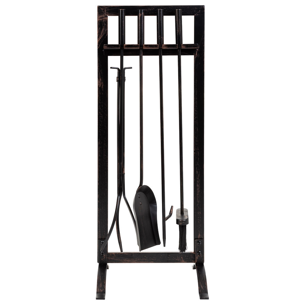 Set attrezzi per camino in metallo nero 5pz 30,5x27x79,5h cm