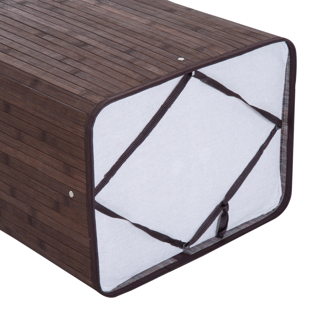 Portabiancheria pieghevole con coperchio in bambù, 72L, 40x30x60 cm, marrone scuro