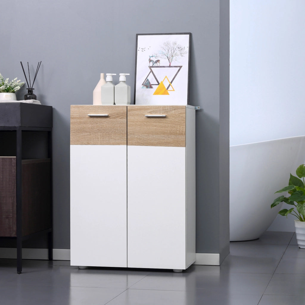 Armadio da bagno con 2 ante e ripiani regolabili ¨C zephmum ¨C 60x30x85 cm bianco