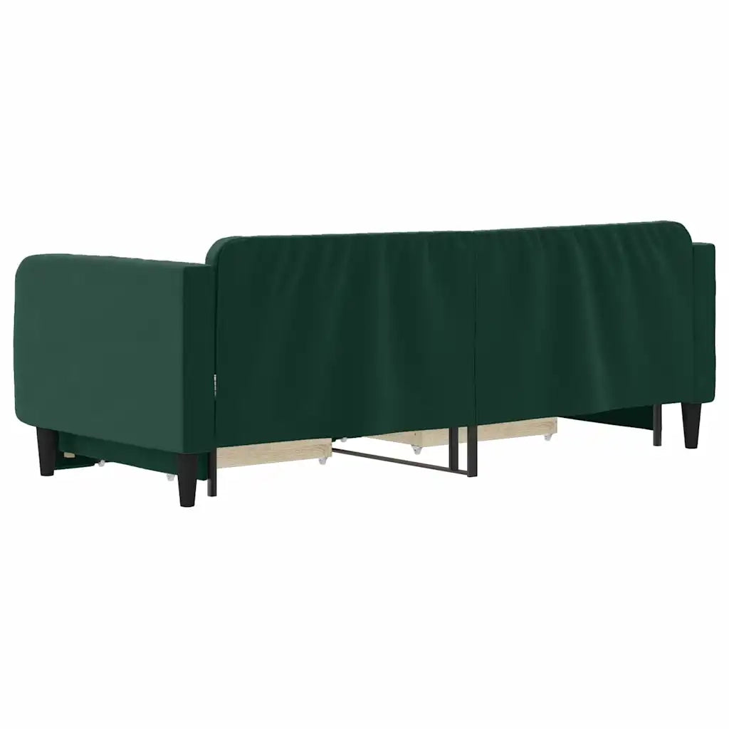 Divano Letto Estraibile Cassetti Verde Scuro 90x200cm Velluto 3197113