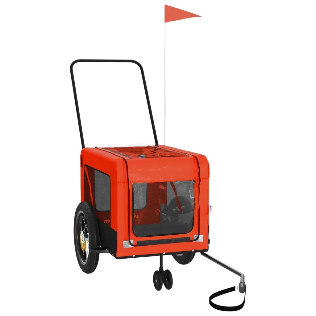 Rimorchio da Bici per Animali Arancione e Nero Oxford e Ferro CFW3472600