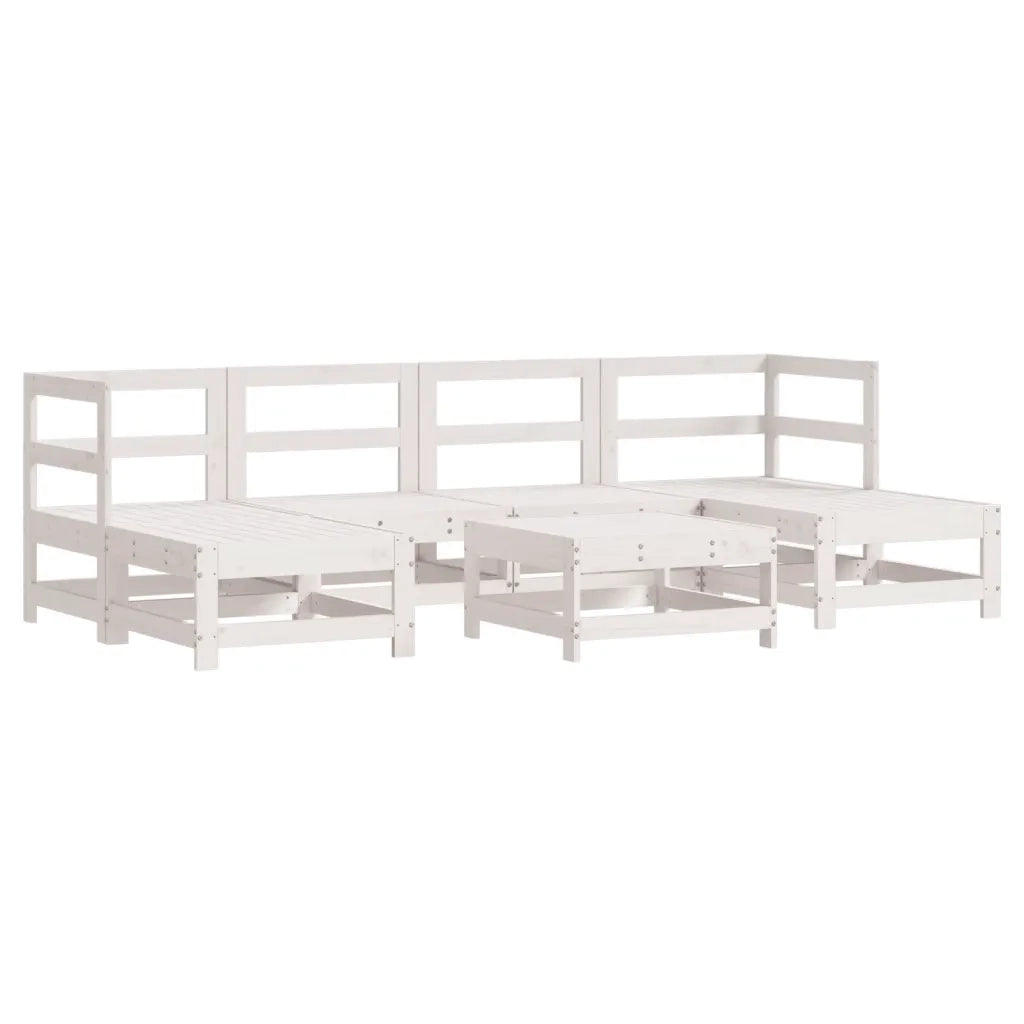 Set Divani da Giardino 7pz con Cuscini in Legno Massello Bianco 3185928