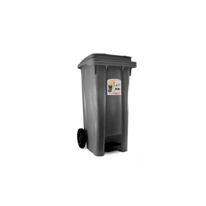 Stefanplast Bidone Carrello 120L Grigio con Ruote e Pedale Mod. 6437