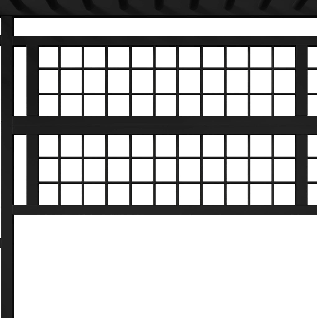 Letto a soppalco 140x200 cm con luce LED; vano aperto; ferro e MDF; nero