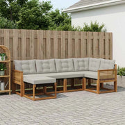 Set di divani da esterno 6 pz Naturale e Grigio Chiaro 3382067