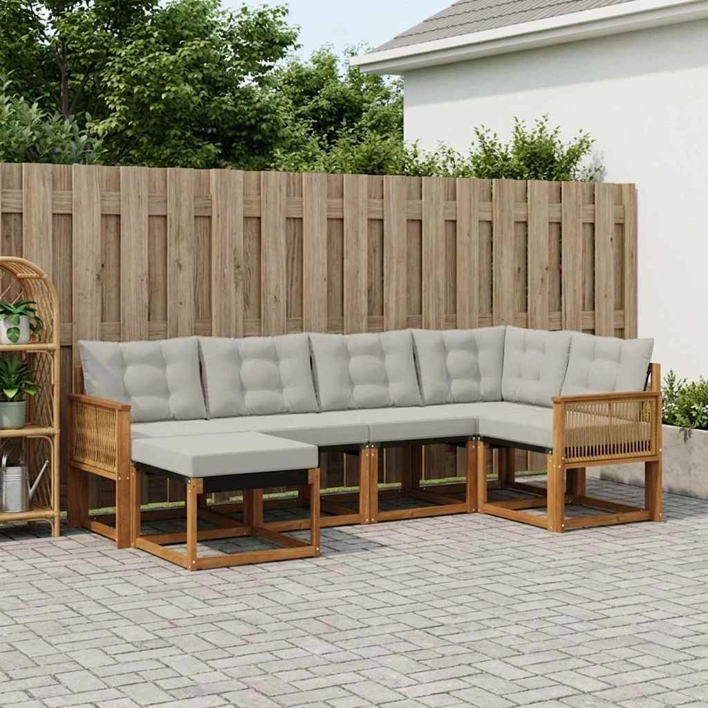 Set di divani da esterno 6 pz Naturale e Grigio Chiaro 3382067