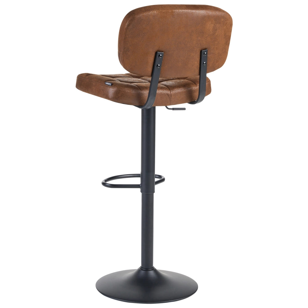 Set di 2 sgabelli da bar girevoli regolabili in altezza rivestiti in ecopelle scamosciata marrone stile retrò