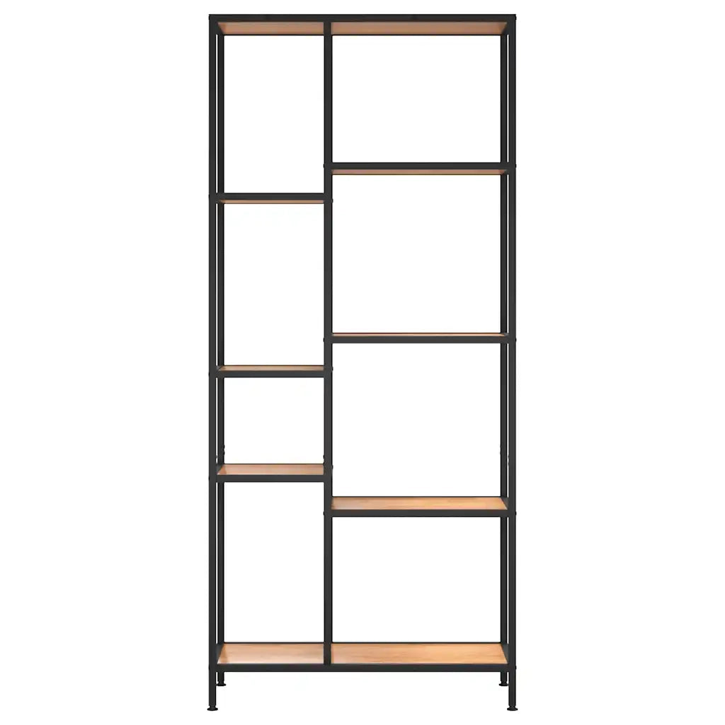 Scaffale per Libri 80x30x180 cm Acciaio e Legno Multistrato cod mxl 8895