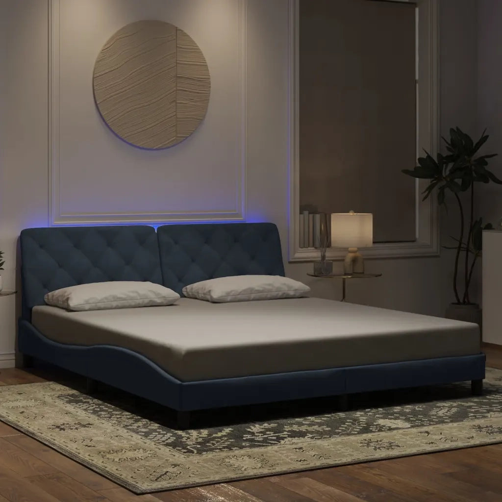 Giroletto con LED senza Materasso-Struttura Letto Grigio Scuro 180x200 cm in Velluto