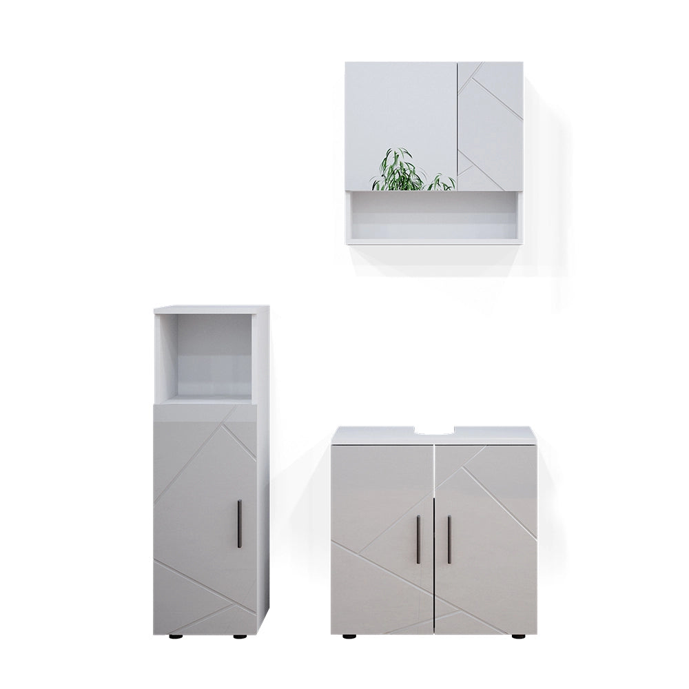 Vicco Set mobili bagno Bianco lucido 3 parti