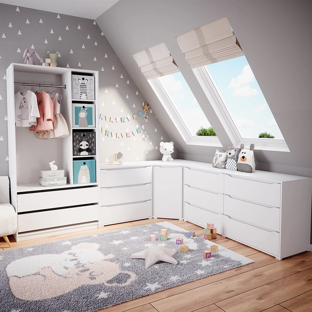 Vicco Guardaroba per bambini Bianco 100 x 200 cm con 2 cassetti e cassette pieghevoli