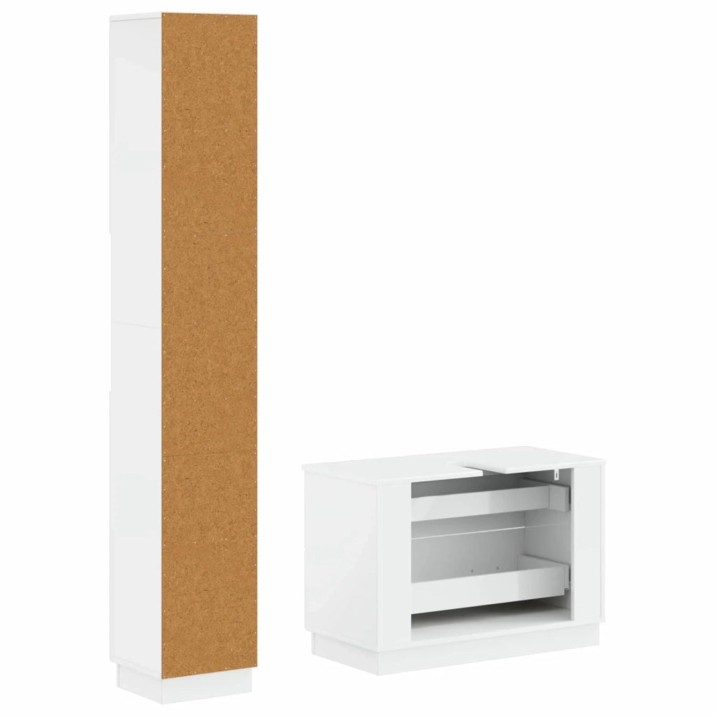 Set di Armadi da Bagno da 2 Pezzi HOORN Bianco Lucido 3417553