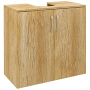 Mobiletto Bagno Sottolavabo Sospeso a 2 Ante con 2 Ripiani in Legno, Colore Naturale