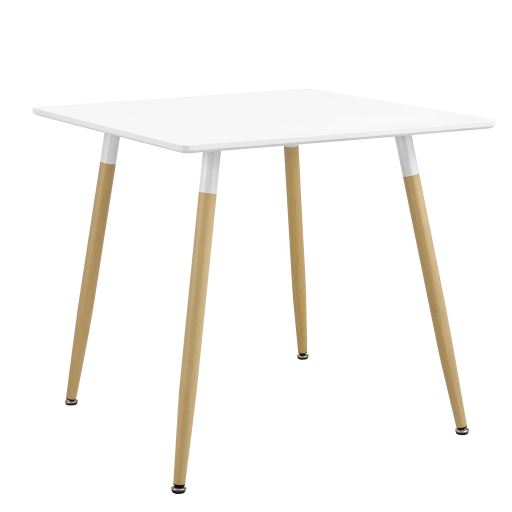 Tavolo da pranzo/cucina/ufficio quadrato in MDF 80 x 80 cm bianco opaco e faggio 03_0004123