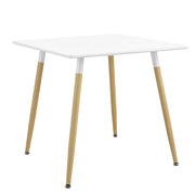 Tavolo da pranzo/cucina/ufficio quadrato in MDF 80 x 80 cm bianco opaco e faggio 03_0004123