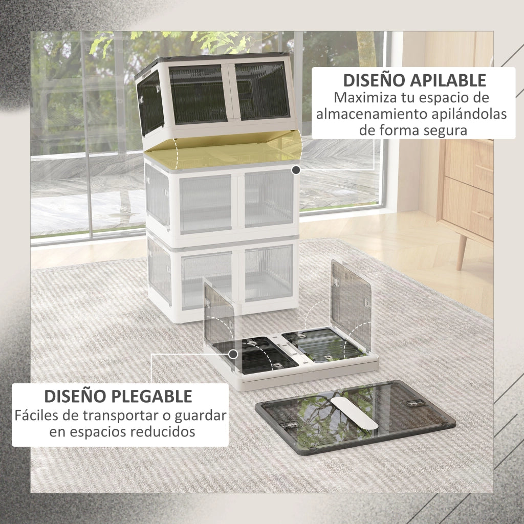 Cassa di Stoccaggio Impilabile con Ruote ¨C zephmum ¨C Bianco 60x42x34 cm