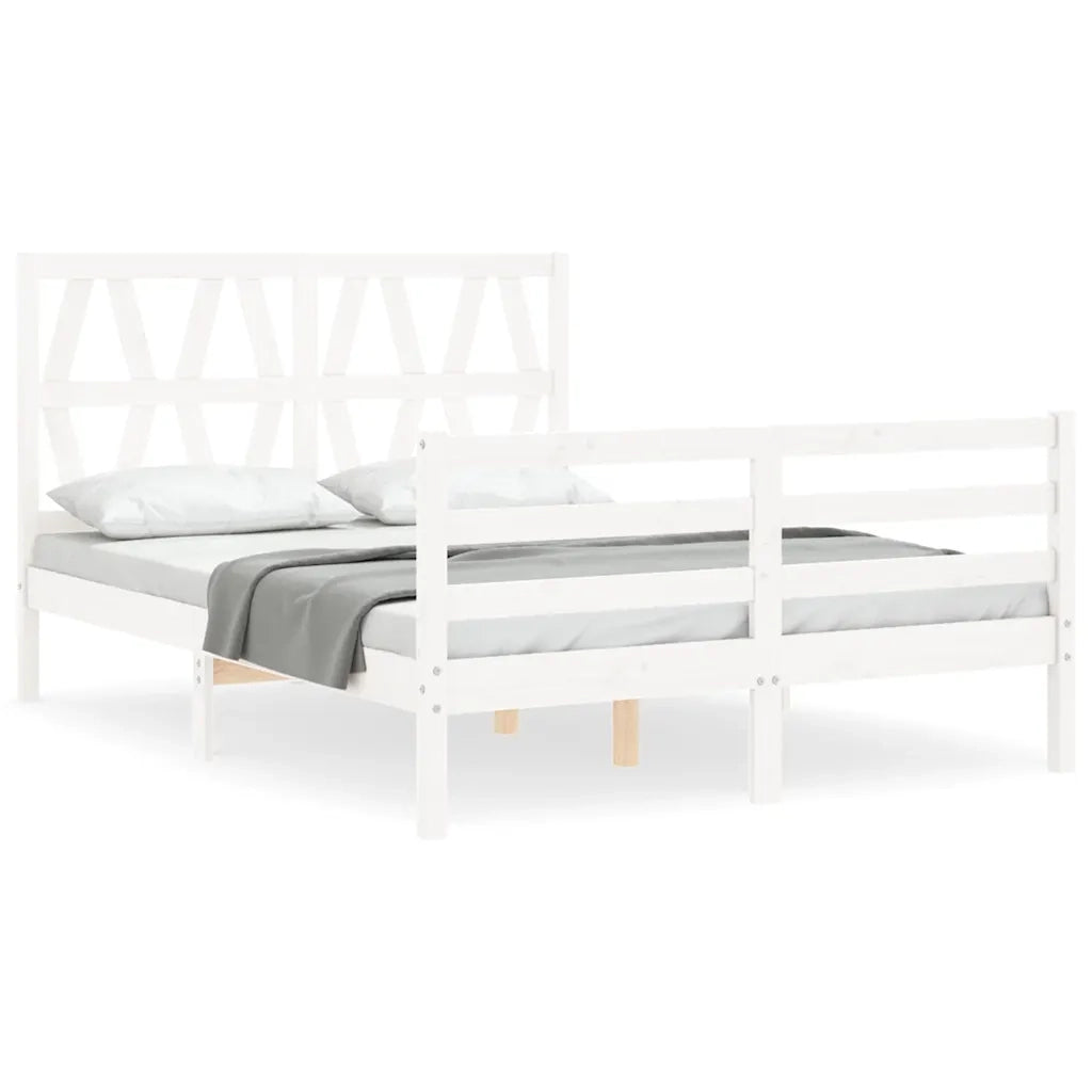 Giroletto con Testiera-Struttura Letto con testiera Bianco 120x200 cm in Legno Massello 610228