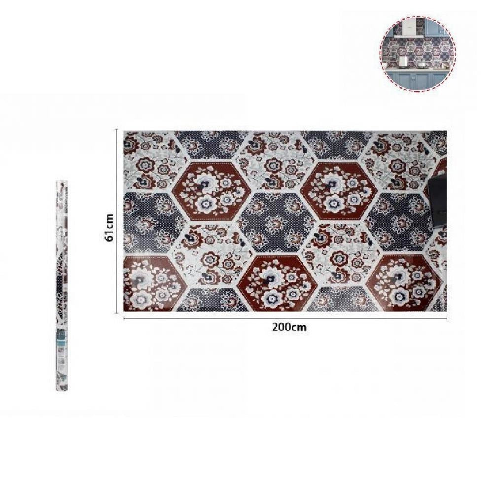 Trade Shop - Rotolo Adesivo Per Muri Parete Carta Da Parati 61cm X 2mt Esagoni Floreali 70859 -