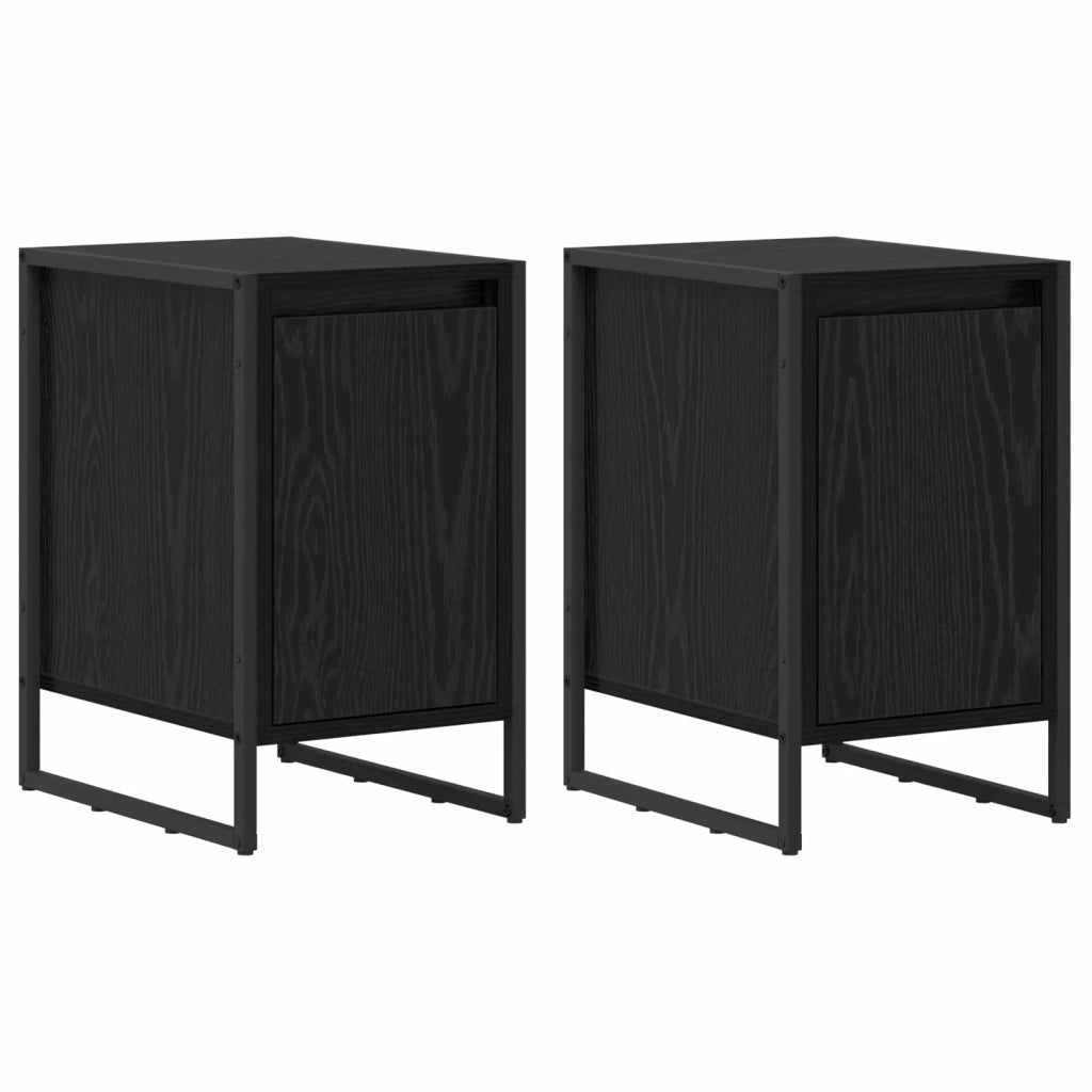 Comodino 2 pcs Rovere Nero 39,5 x 30 x 50 cm Legno multistrato