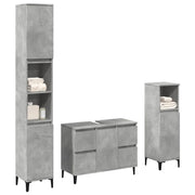 Set Mobili da Bagno 3 pz Grigio Cemento in Legno Multistrato 3324950