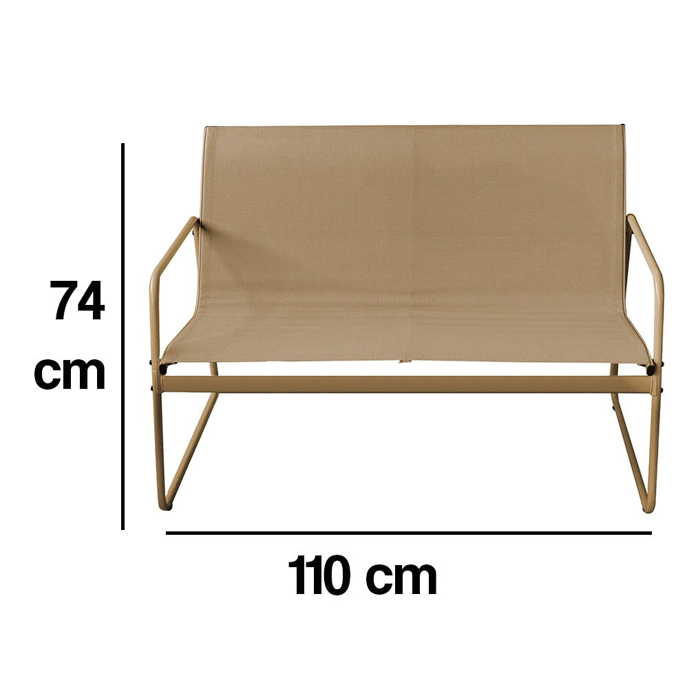 Salotto da Giardino con 2 Sedie Divano e Tavolino Acciaio Resistente Esterno Beige