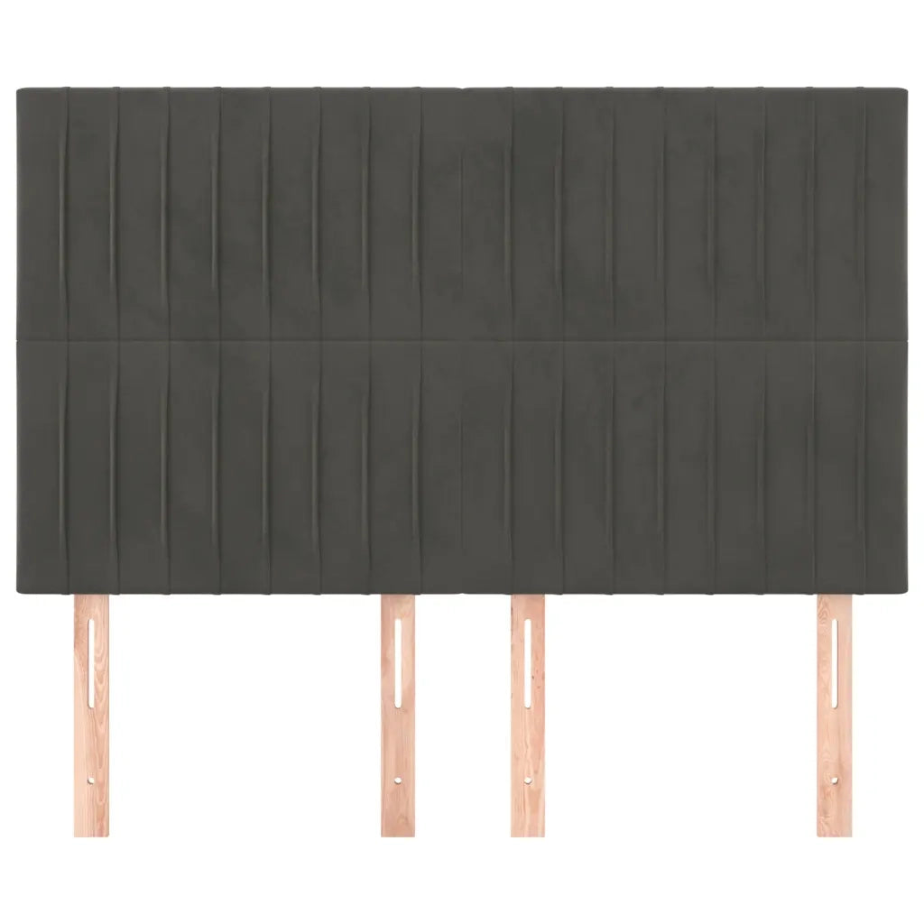 Testiera-Testata Decorativa Grigio Scuro 144x5x118/128 cm Velluto 532537