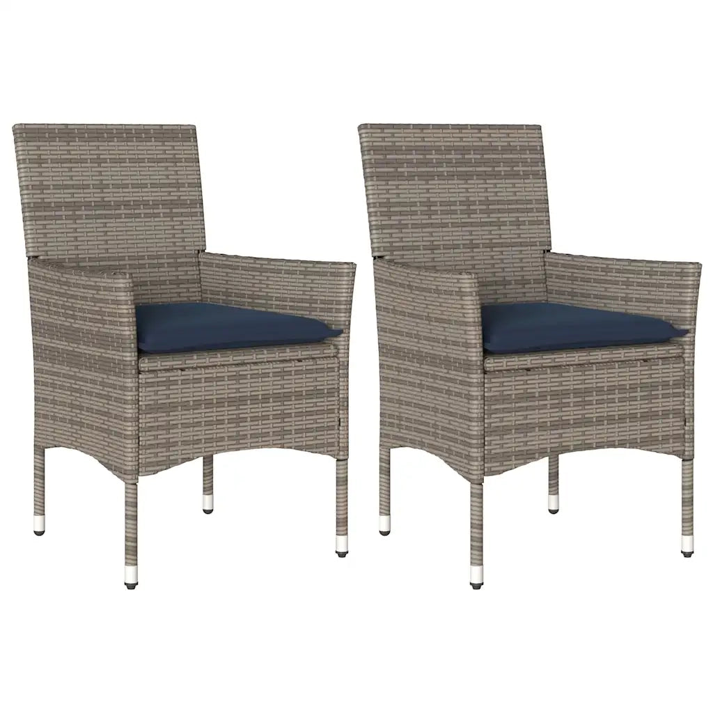 Sedie da Giardino con Cuscini 2 pz | Sedie da Esterno Grigie in Polyrattan