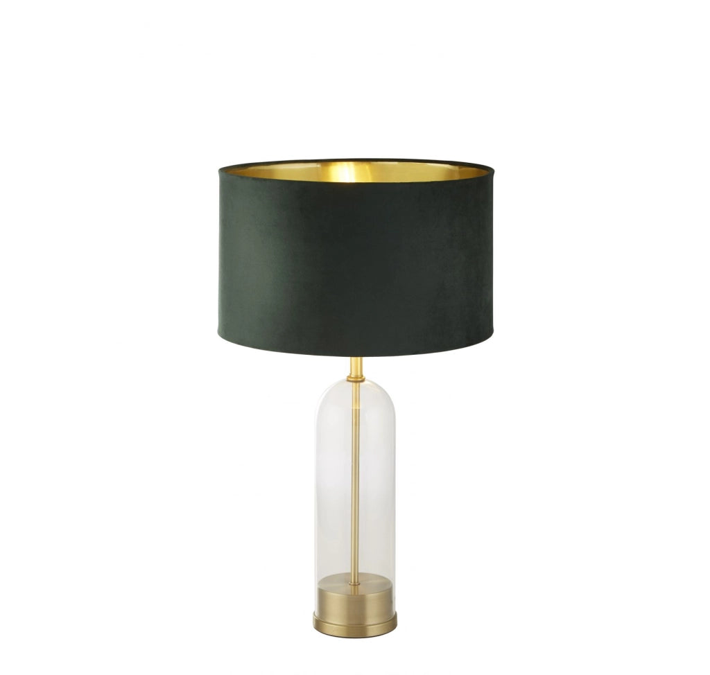 Lampada da tavolo Oxford - Vetro, ottone, paralume in velluto verde