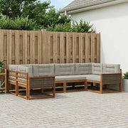 Set di divani da esterno 6 pcs Naturale e Grigio Chiaro
