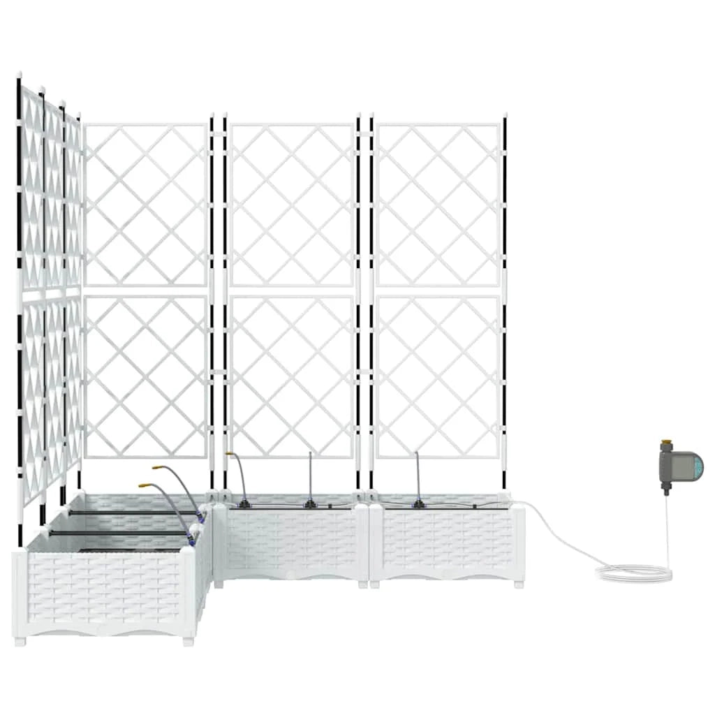 Set di 5 fioriere da giardino moderne per esterni 120 x 120 x 126 cm con sistema di irrigazione acciaio bianco 02_0058618