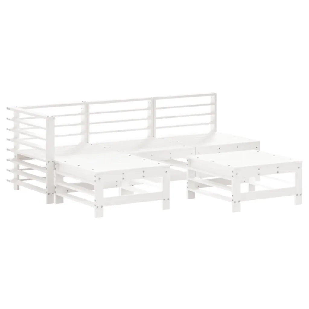 Set Salotto da Giardino 5 pz Bianco in Legno Massello di Pino 3186558