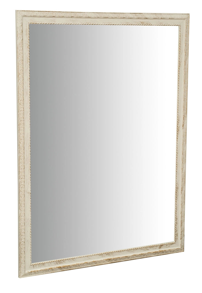 Biscottini Specchio Specchiera da parete e appendere verticale/orizzontale L90xPR4xH120 cm finitura bianco anticato