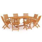 Set da pranzo da giardino da 9 pezzi mobili da esterno legno massello di teak 02_0014085