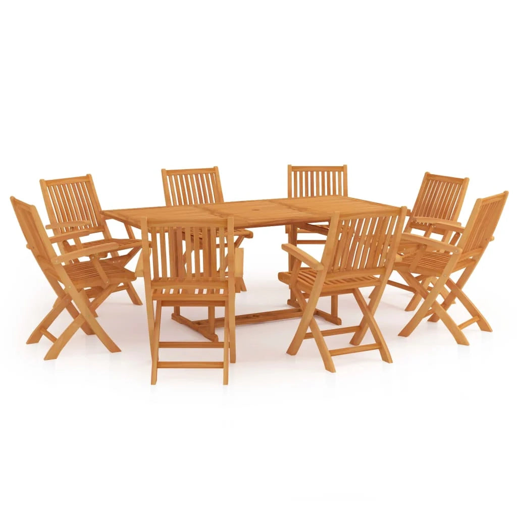 Set da pranzo da giardino da 9 pezzi mobili da esterno legno massello di teak 02_0014085