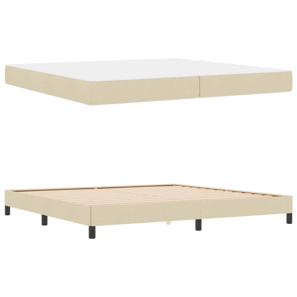 vidaXL Letto a molle con materasso Crema 200 x 200 cm Tessuto